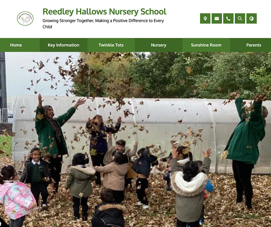 White and green nursery website