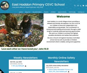 East Haddon Primary CEVC School Blue Teal White Primary School Website Design