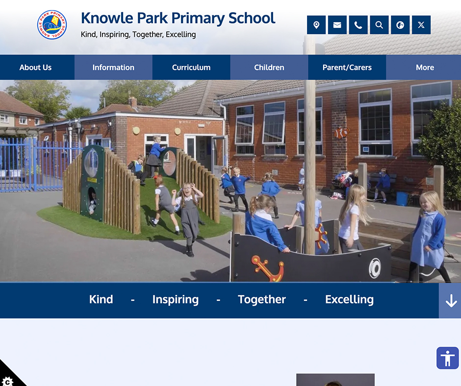 Knowle Park Primary School navy blue primary school website design
