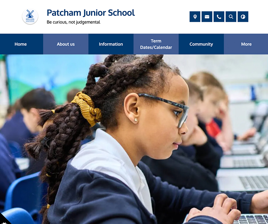 Patcham Junior School Navy Blue School Website Design