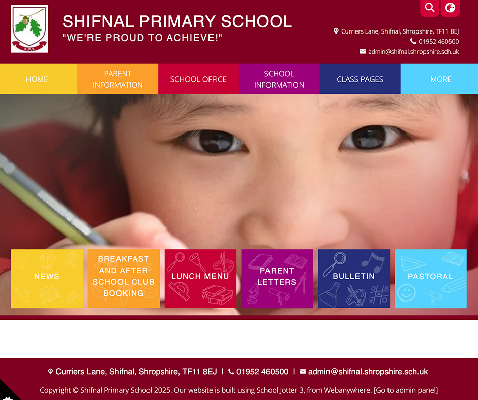 Shifnal Primary School Burgundy Website Design School