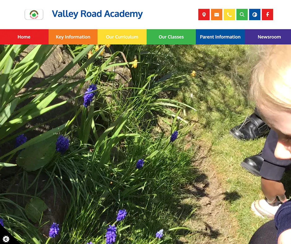 Valley Road Academy Rainbow Coloured Primary School Website Design