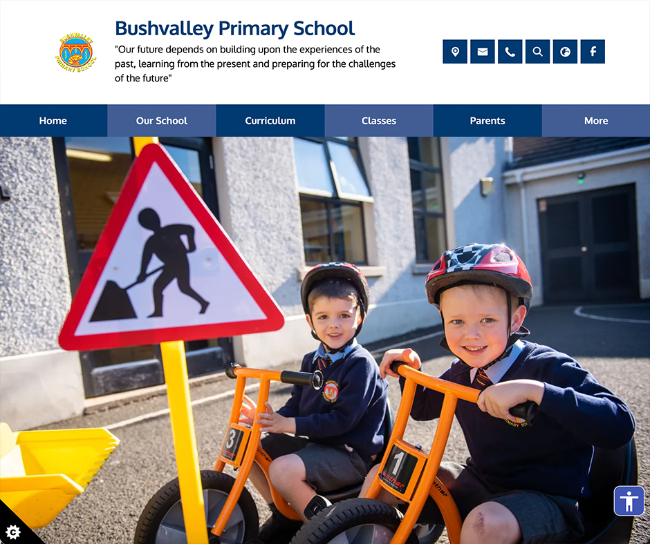 Bushvalley Primary School Blue and White Website Design