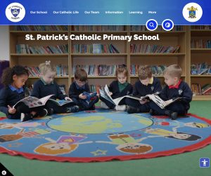 St-Patricks-Catholic-School Dark Blue Light Blue Primary School Template Website Design