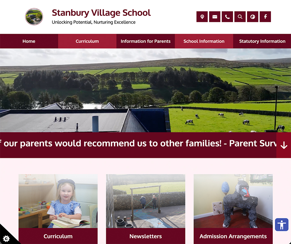 Stanbury Village School Burgundy Website Design