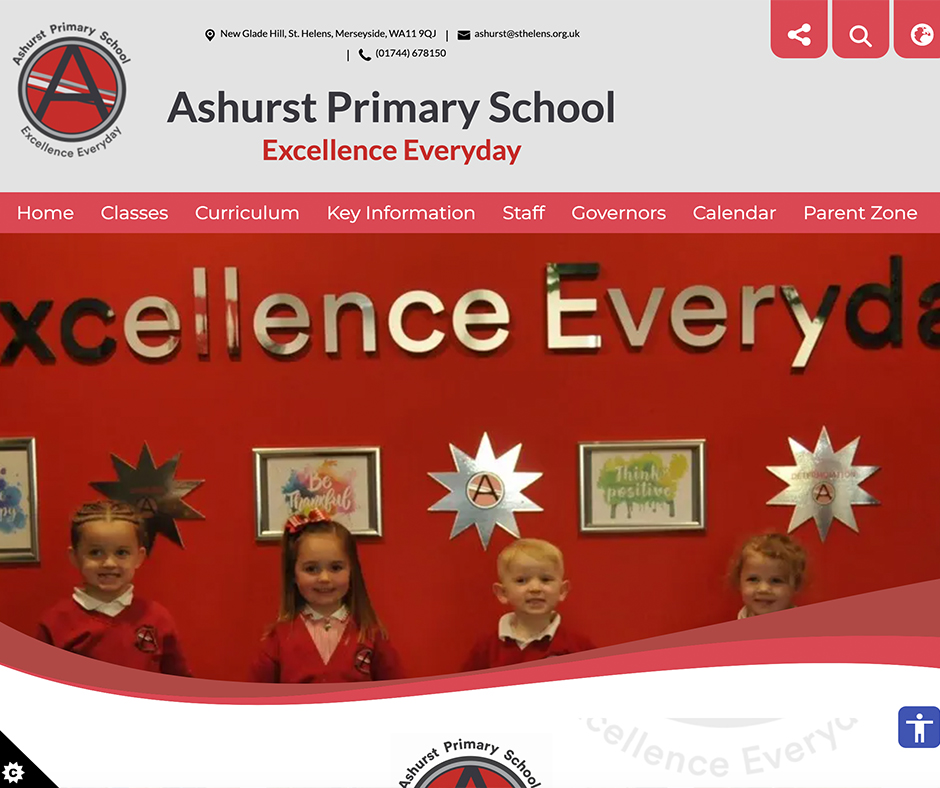 Ashurst Primary School Red Simple Website Design