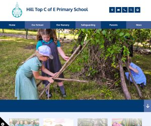 Hill Top C of E Primary School Navy and White School Website Design