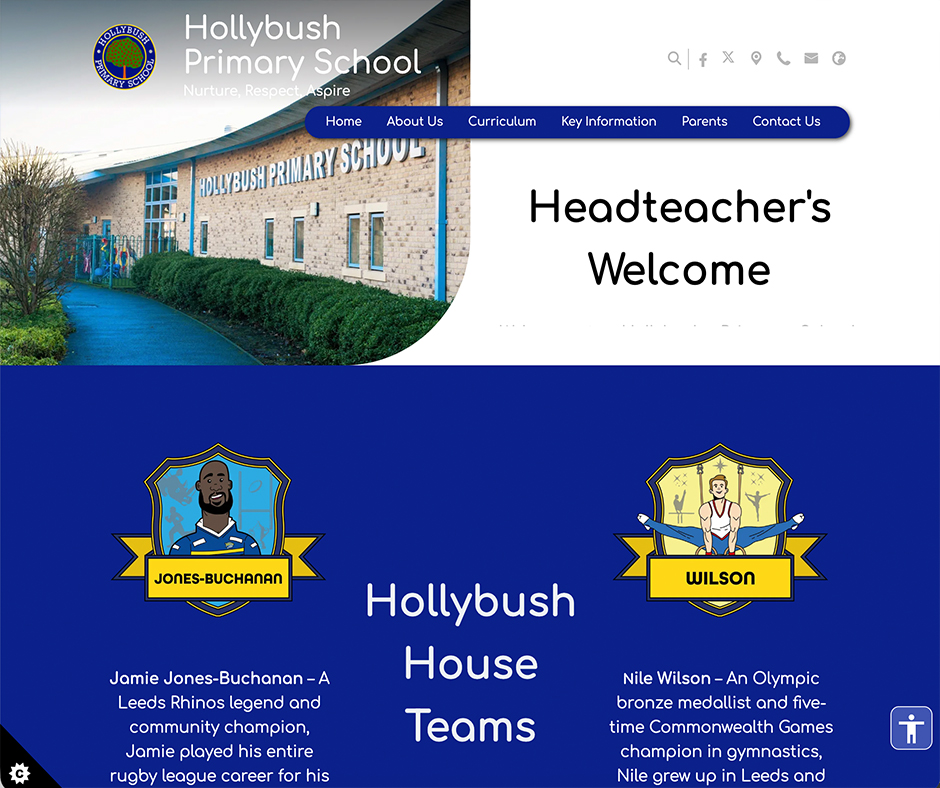 Hollybush Primary School Royal Blue Website Design