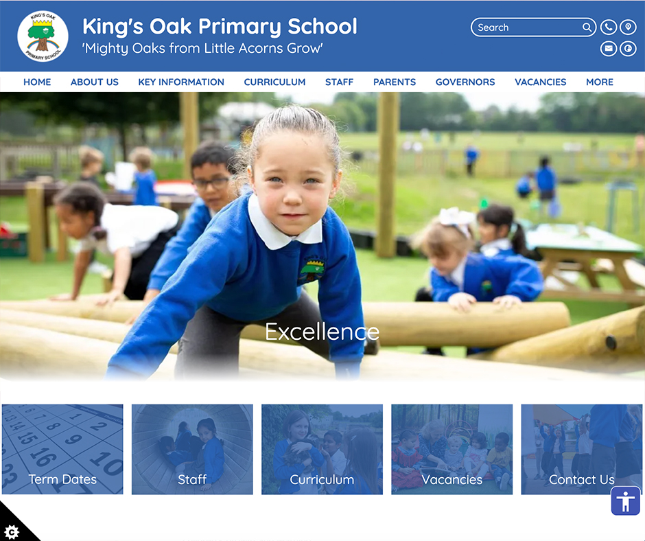 King's Oak Primary School Blue School Website Design