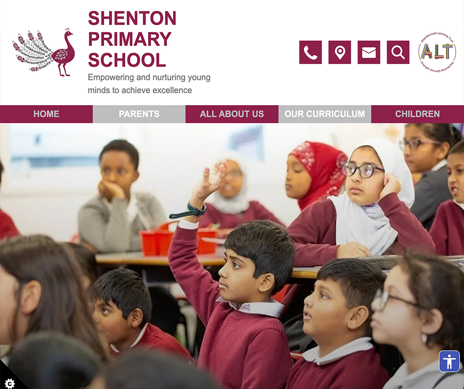 Shenton Primary School Burgundy Silver School Web Design