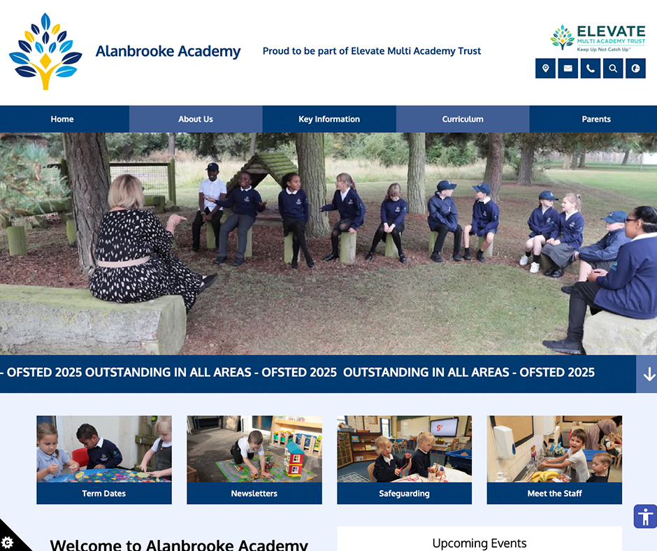 Alanbrooke Academy Blue and White School Web Design part of the Elevate Multi Academy Trust