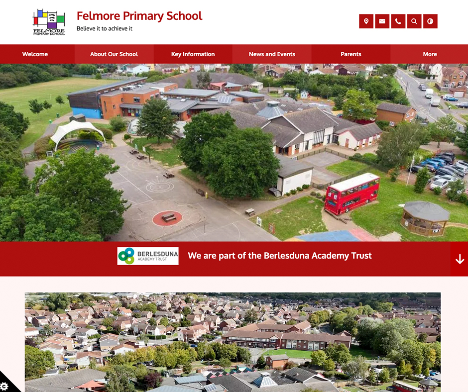Felmore Primary School Red and White Website Design