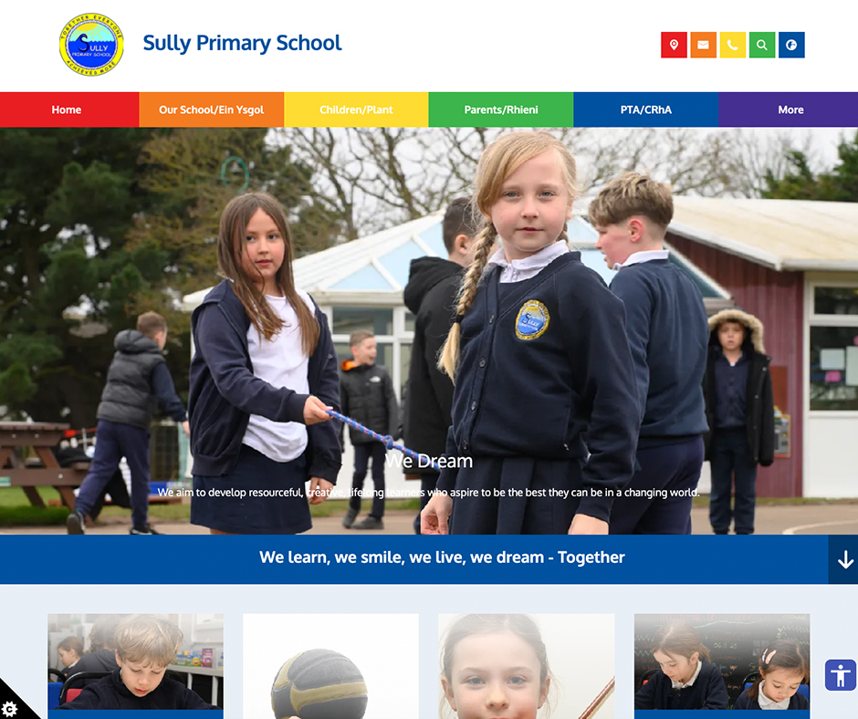 rainbow colourful primary school website design