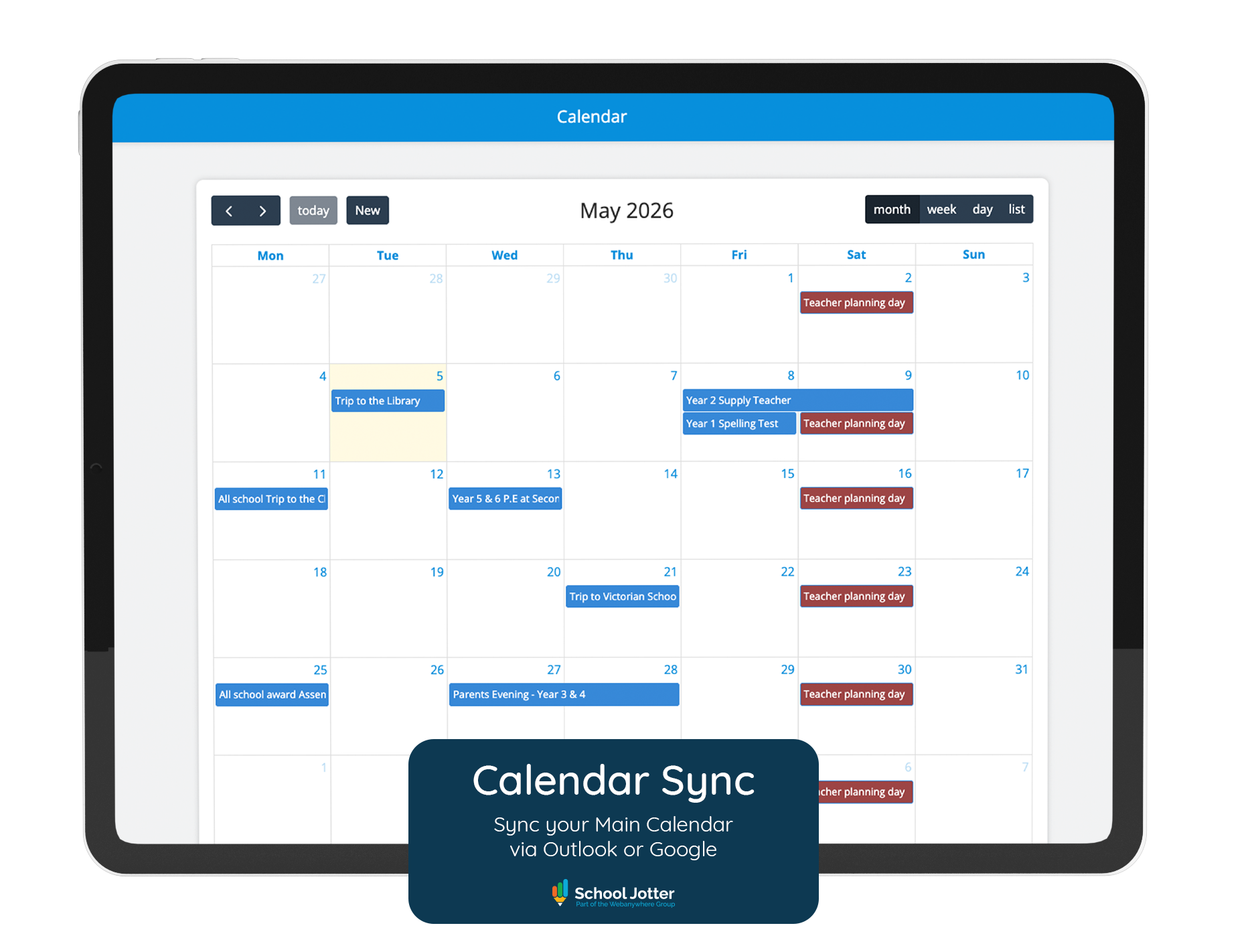 School Jotter CMS Calendar sync School Web Design