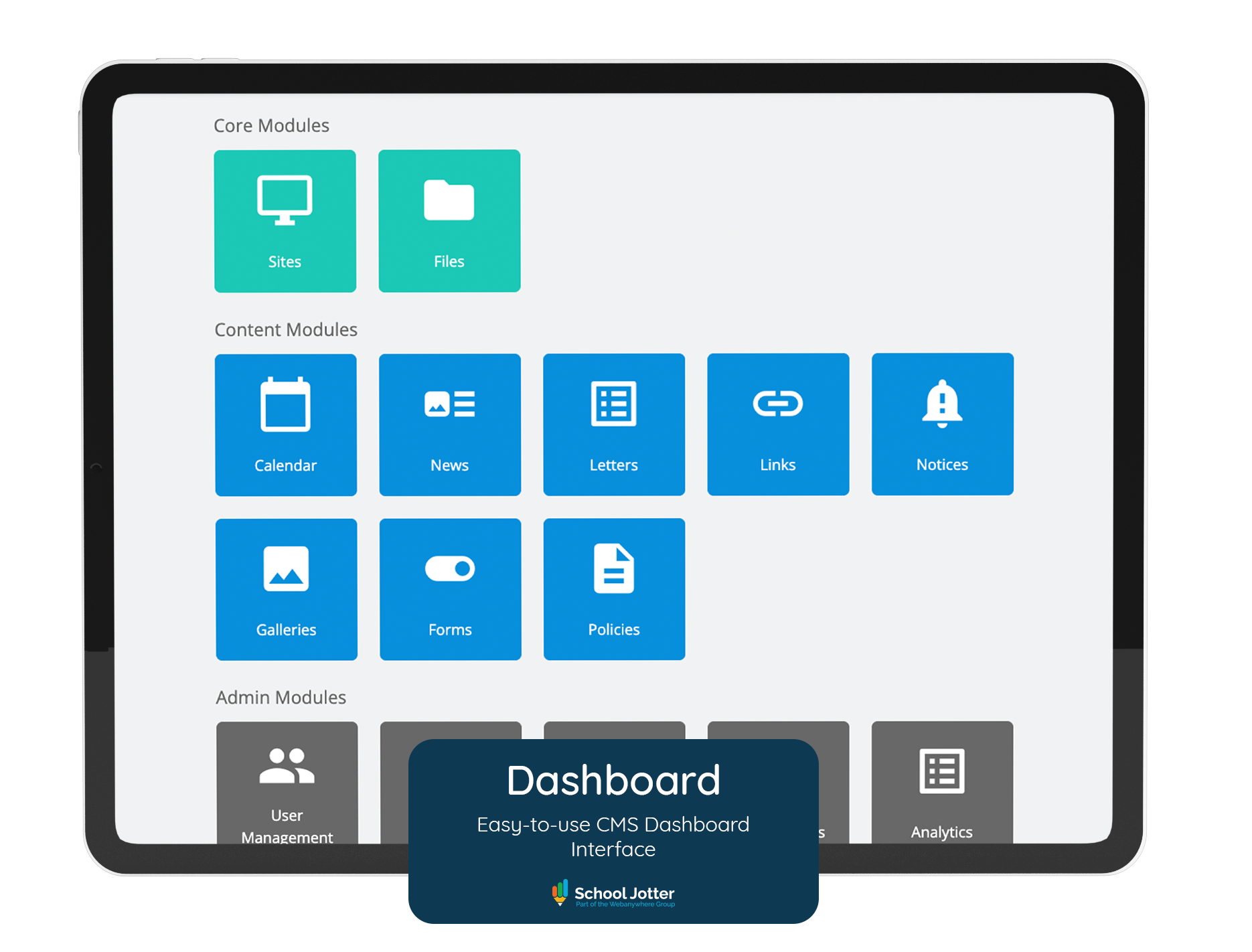 School Jotter CMS Dashboard School Web Design