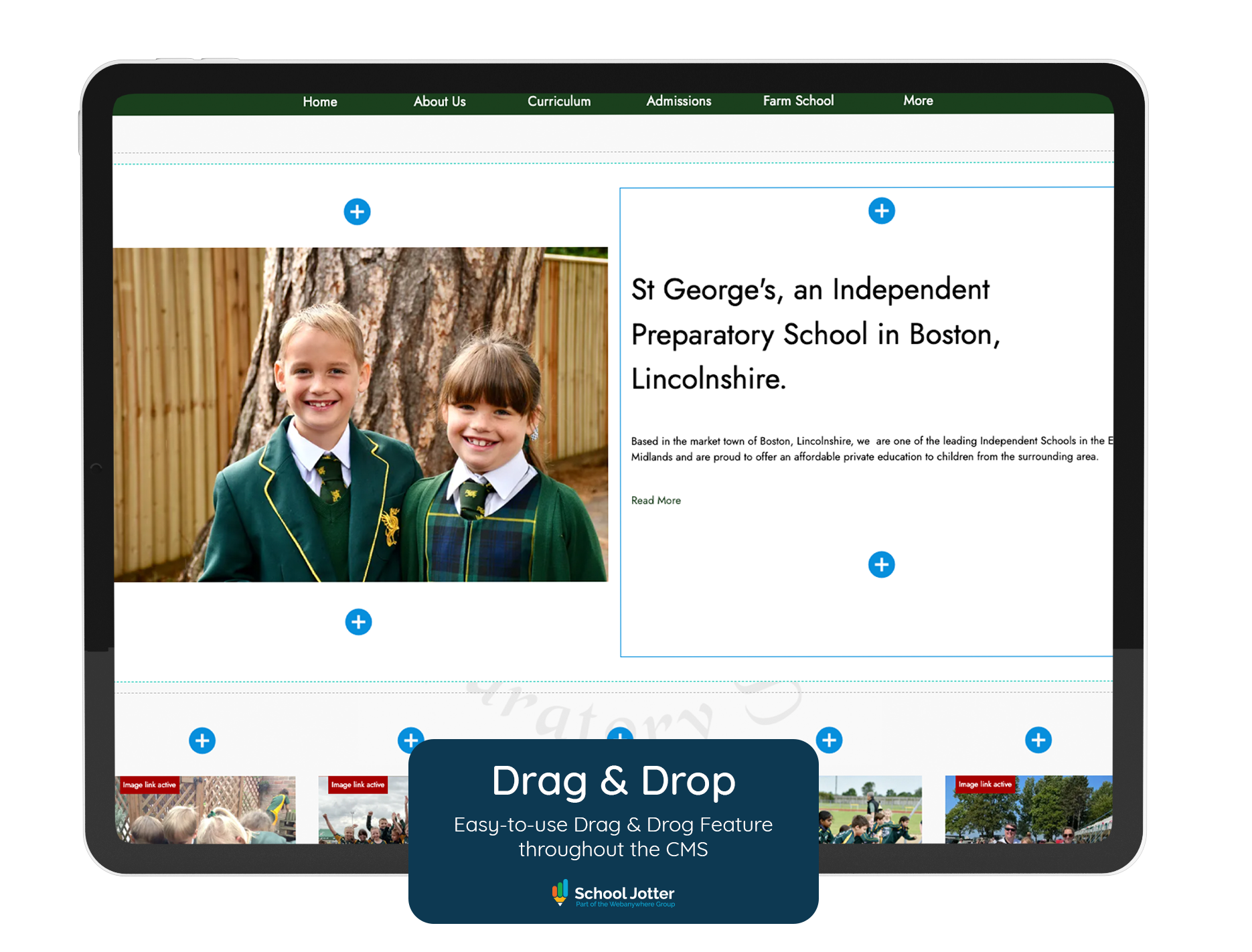 School Jotter CMS Drag &amp; Drop Element School Web Design