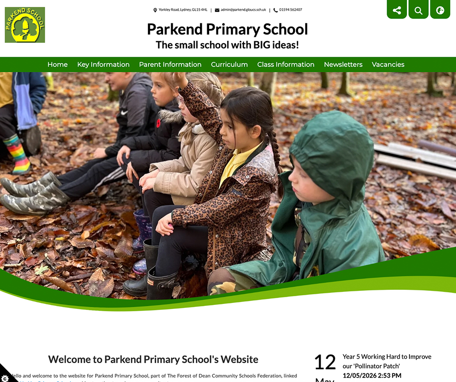 Parkend Primary School School website design