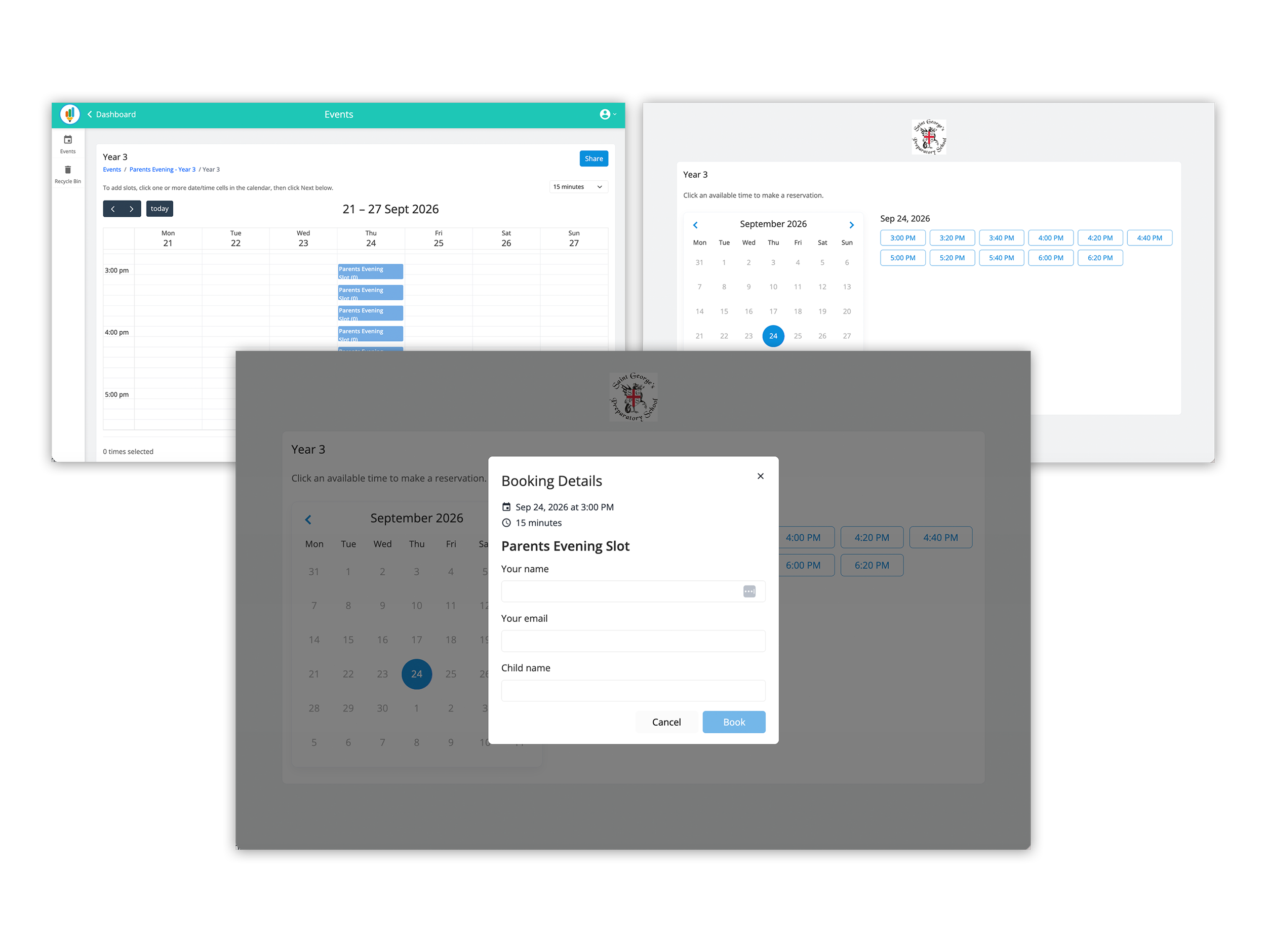 School Jotter Parents Evening Feature Booking Module