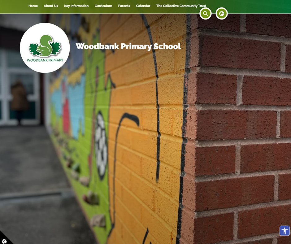Woodbank Primary School white Green templated website design