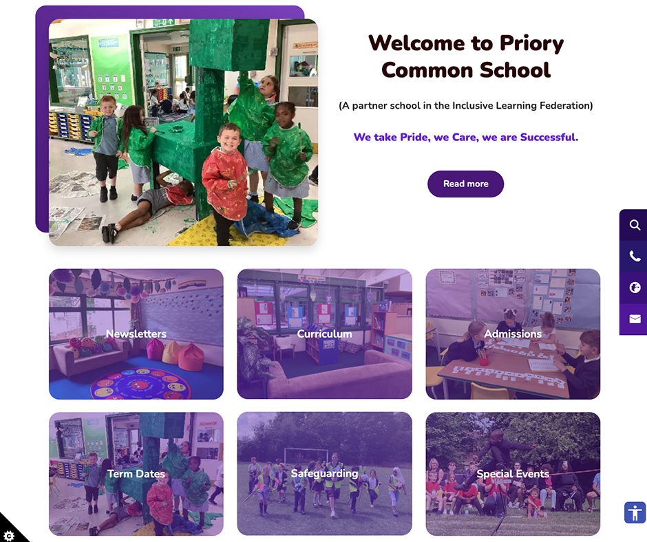 Priory common School Purple White School Website Design