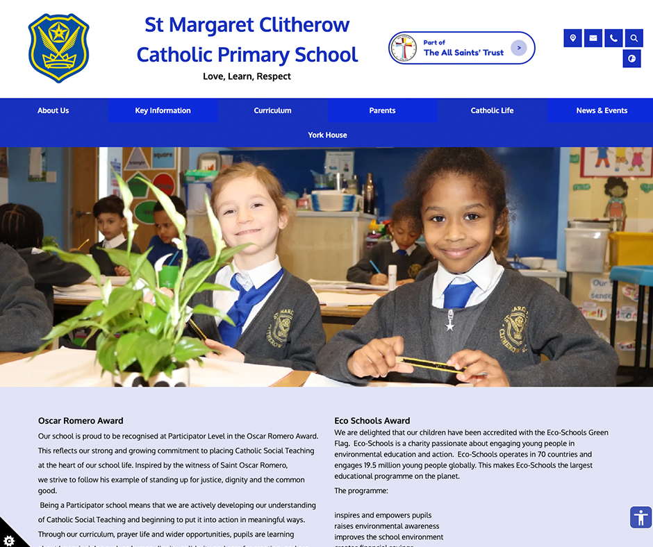 St Margaret Clitherow Catholic Primary School templated School web design