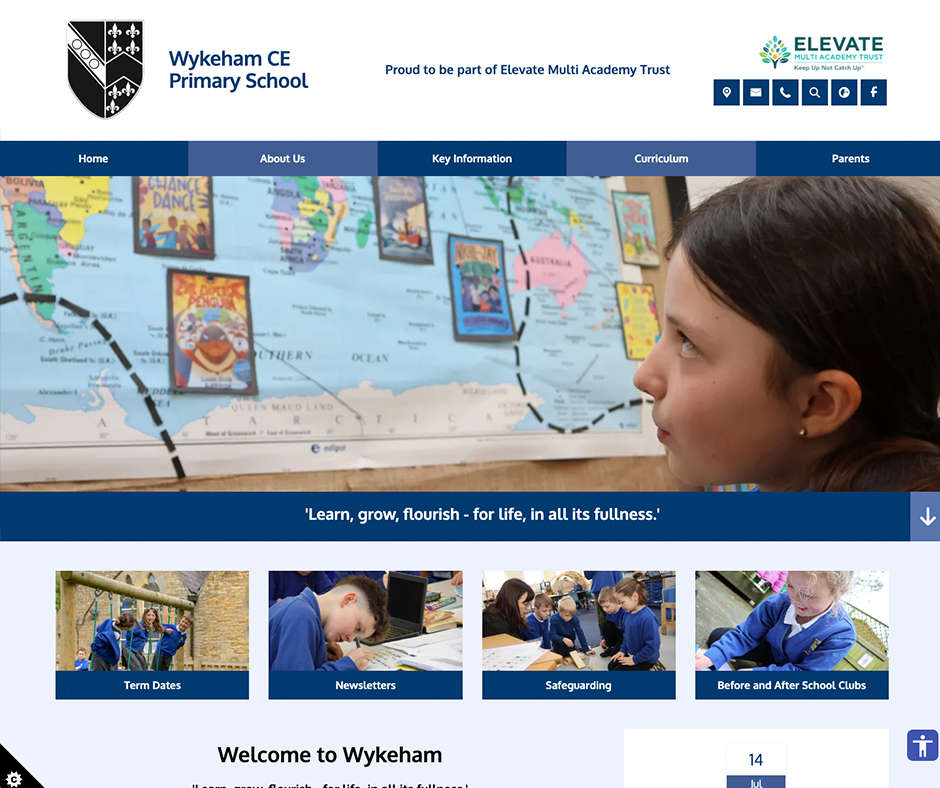 Wykeham CE Primary School Navy White School Web Design