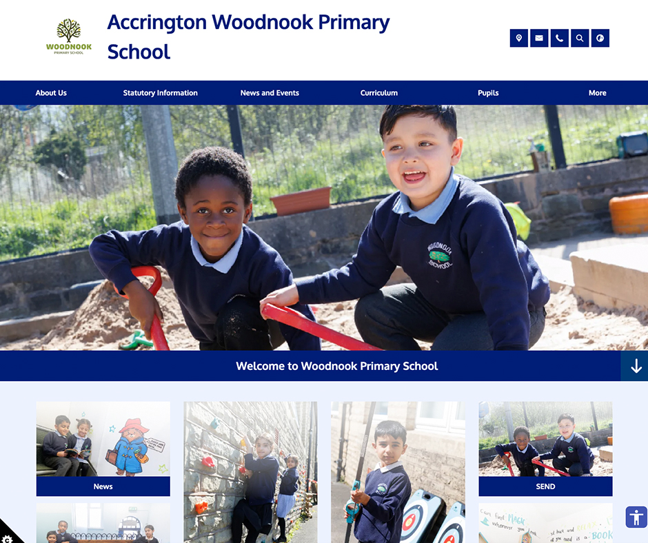 Accrington-woodnook Accrington Woodnook Primary School Navy White school website design