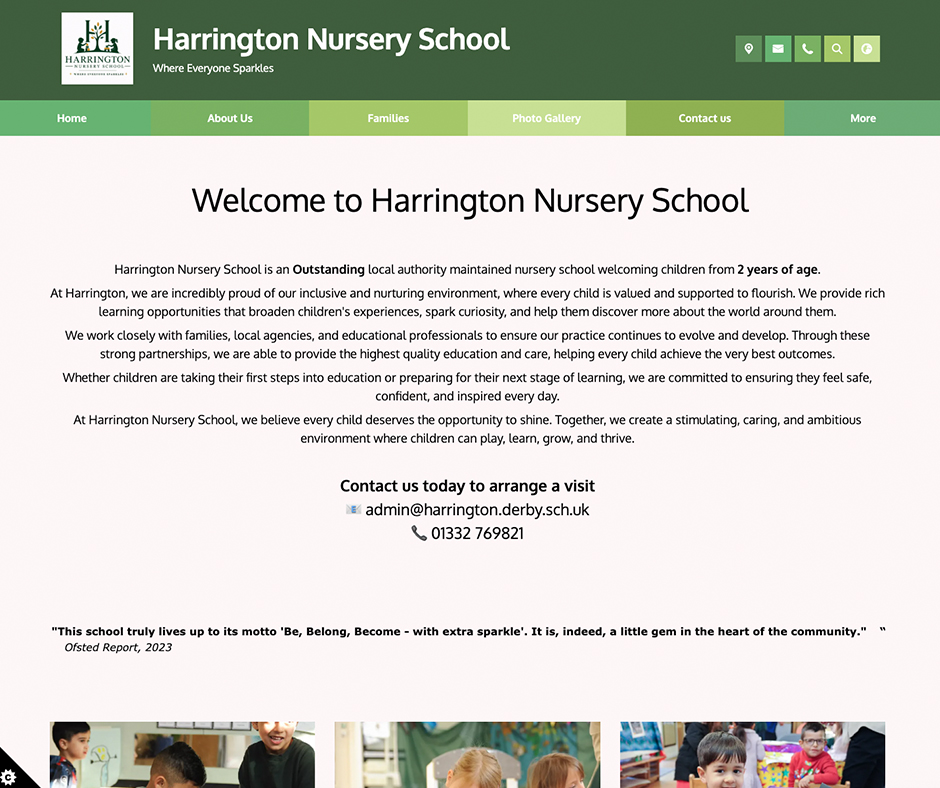Harrington Nursery School Green Nursery website design