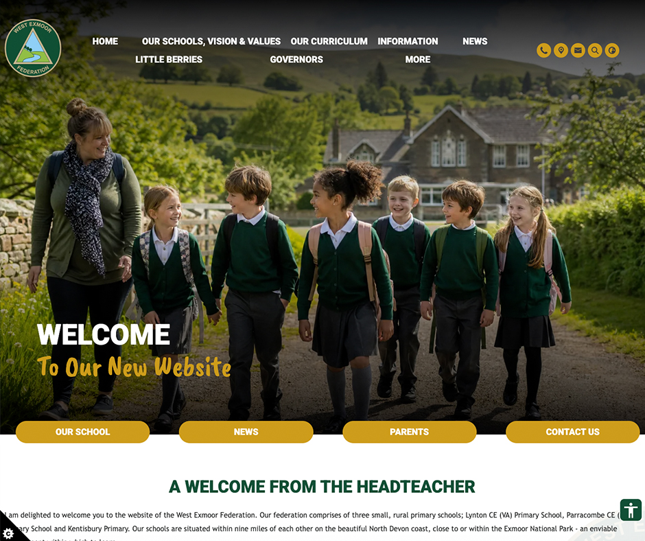 West Exmoor Federation Green modern trust school education website design